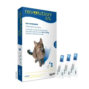 Antipulgas Revolution 6- para Gatos de 2,6kg a 7,5kg 3 pipetas